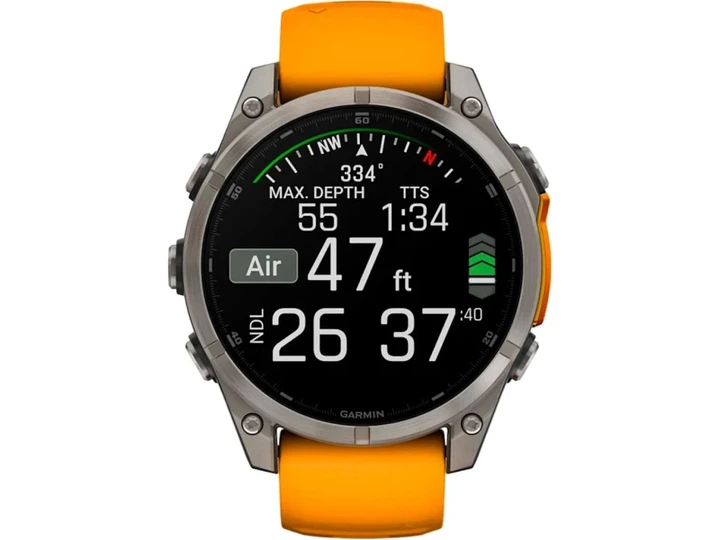 Спортивний годинник Garmin Fenix 8 47mm AMOLED Sapphire Titanium w. Spark Orange/Graphite Silicone Band (010-02904-10/11) - изображение 10