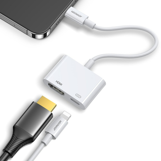 Адаптер Joyroom Lightning to HDMI/Lightning FullHD White (S-H141-WHITE) - Фото 3 Адаптер Joyroom Lightning to HDMI/Lightning FullHD White (S-H141-WHITE) - изображение 3