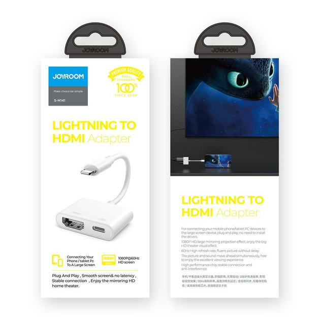 Адаптер Joyroom Lightning to HDMI/Lightning FullHD White (S-H141-WHITE) - Фото 2 Адаптер Joyroom Lightning to HDMI/Lightning FullHD White (S-H141-WHITE) - изображение 2