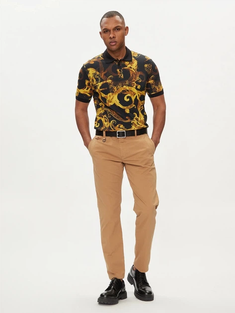 Koszulka polo męska Versace Jeans Couture vjc76gag6s0js286g89 2XL Czarny/Żółty (8052019587241) - obraz 3