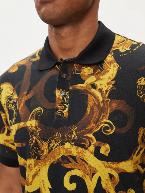 Koszulka polo męska Versace Jeans Couture vjc76gag6s0js286g89 XL Czarny/Żółty (8052019587227) - obraz 4