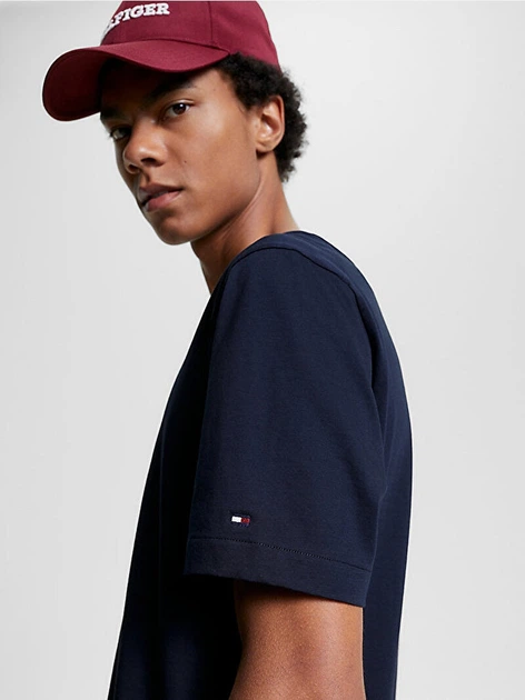 Футболка бавовняна довга чоловіча Tommy Hilfiger thmw0mw31526dw5 2XL Темно-синя (8720644226971) - зображення 5
