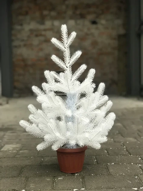 Искусственная елка компактная Хвоя Traditional белая в горшке 0,5 м - - изображение 4