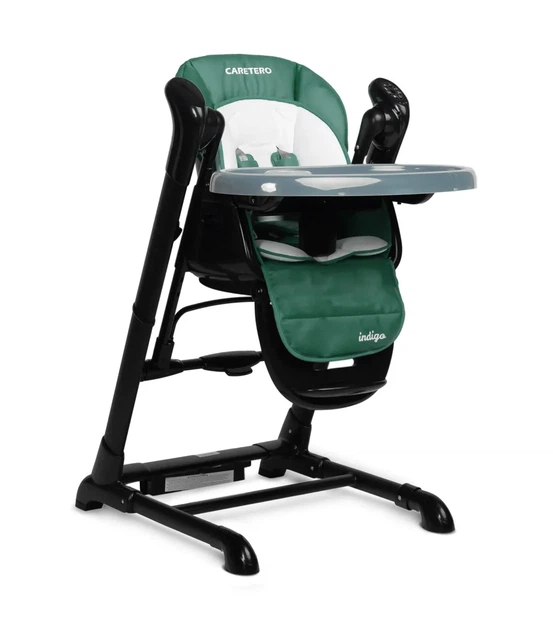 Крісло-гойдалка + стільчик для годування Caretero INDIGO Black Green - зображення 2