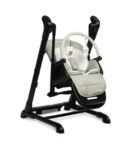 Крісло-гойдалка + стільчик для годування Caretero INDIGO Black Grey - зображення 4