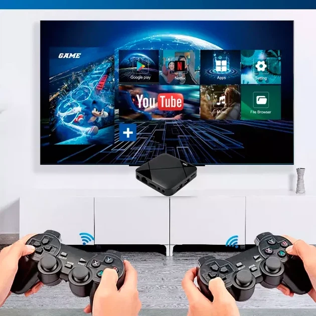 Игровая ТВ приставка M8 mini 4K на Android TV с встроенным эмулятором ретро игр и джойстиками - изображение 8