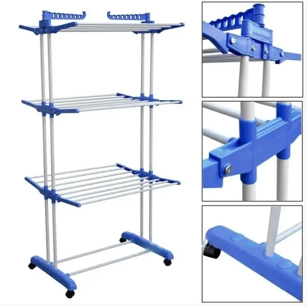 Вертикальная сушилка для белья до 50 кг Garment rack with wheels складная - изображение 7