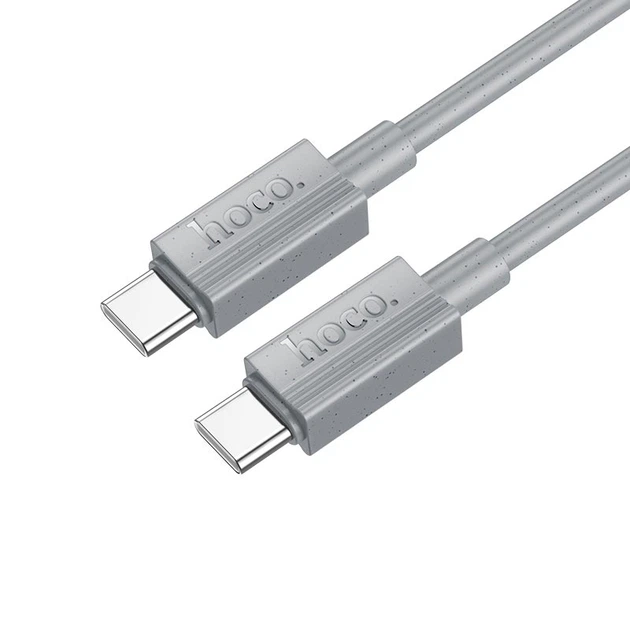 Кабель Hoco Type-C to Type-C Favor charging data cable X107 1м Сірий - Фото 2 Кабель Hoco Type-C to Type-C Favor charging data cable X107 1м Сірий - зображення 2