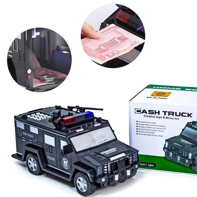 Електронна скарбничка-сейф Машина поліції Hummer CASH TRUCK 143 з кодовим замком - Фото 6 Електронна скарбничка-сейф Машина поліції Hummer CASH TRUCK 143 з кодовим замком - зображення 6