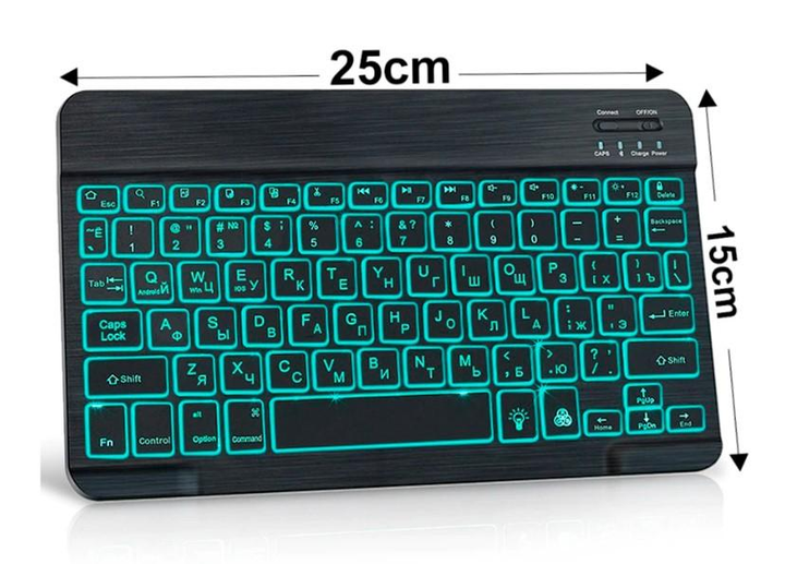 Безшумна клавіатура Digital RGB Bluetooth з англійською розкладкою та набором стікерів російської розкладки - изображение 3