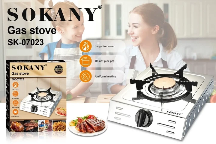 Газовая плита с одной конфоркой, Портативная плита для кемпинга Sokany SK-07023 - изображение 2