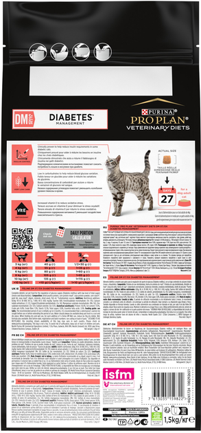 Sucha karma dietetyczna Purina Pro Plan DM ST/OX Diabetes Management dla dorosłych kotów, regulująca wchłanianie glukozy (cukrzyca) 1.5 kg (7613035159822) - obraz 4