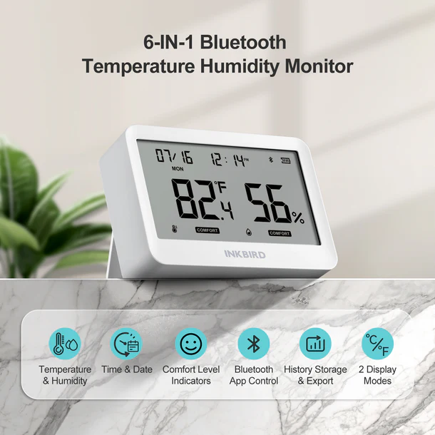 Термогігрометр Inkbird ITH-21-B із дисплеєм та Bluetooth - Фото 2 Термогігрометр Inkbird ITH-21-B із дисплеєм та Bluetooth - зображення 2