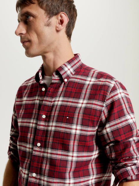 Koszula męska w kratę Tommy Hilfiger MW0MW32890-Bordeaux M Bordowa (8720645165743) - obraz 5