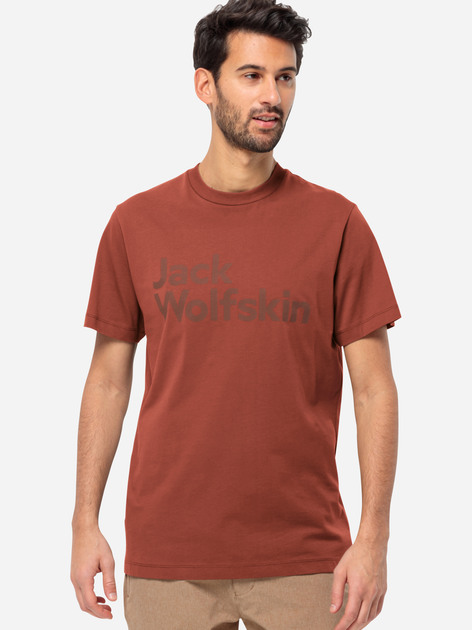 Футболка бавовняна довга чоловіча Jack Wolfskin Essential Logo T M 1809591-2503 XL Темно-помаранчева (4064993863222) - зображення 1