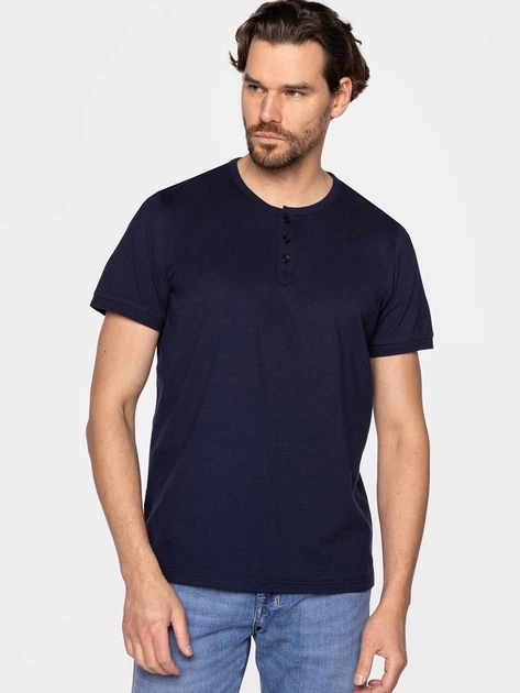 Футболка бавовняна чоловіча Lee Cooper HENLEY-4587 2XL Темно-синя (5904347395353) - зображення 3