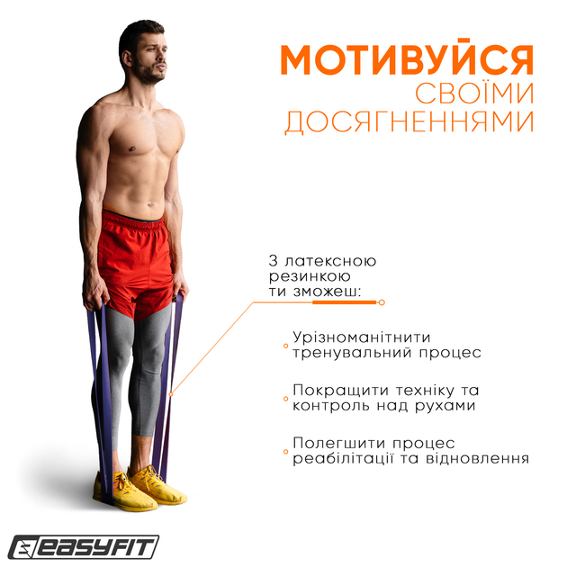 Гумова петля-еспандер Easyfit Origin 15-45 кг резинка для підтягувань, фітнесу і тренувань EF-2654-4 Фіолетова (56102668) - зображення 4