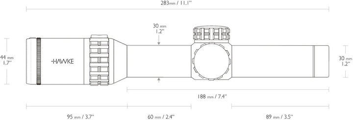 Прицел оптический Hawke Frontier 30 1-6x24 прицельная сетка Circlel Dot с подсветкой - изображение 2