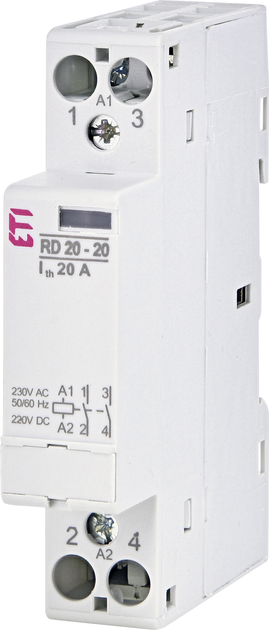 Контактор DIN 230V ETI AC/DC 1 модульный RD 20-20 2но 2464004 - Фото 1 Контактор DIN 230V ETI AC/DC 1 модульный RD 20-20 2но 2464004 - изображение 1