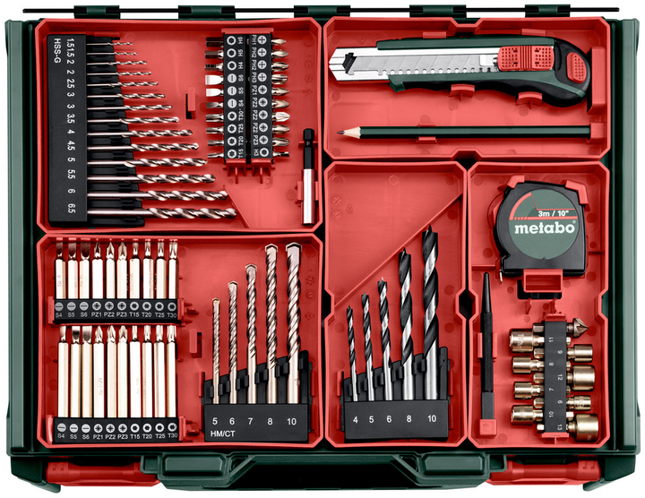 Акумуляторний дриль Metabo SB 18 L BL Set 18 В + два акумулятори + зарядний пристрій + пластиковий кофр з пересувною майстернею 78 компонентів (613157710) - зображення 3