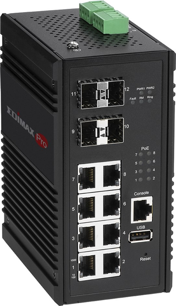 Комутатор Edimax Industrial 8-Port Gigabit PoE+ (IGS-5408P) - зображення 1