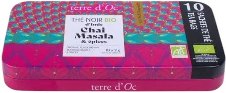 Чорний чай Terre d'Oc Bio Chai Masala & epices 10 х 2 г (3700324436277) - зображення 1