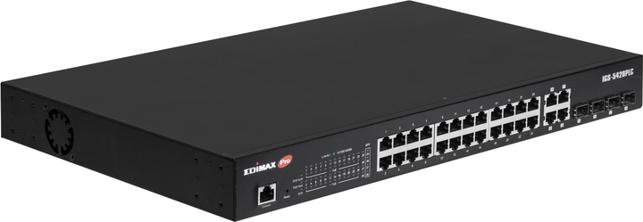 Switch Edimax Industrial Surveillance VLAN 28-Port Gigabit PoE+ Black (IGS-5428PLC) - obraz 1