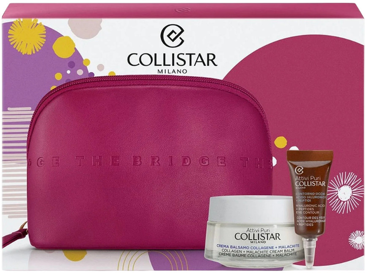 Zestaw do pielęgnacji twarzy Collistar Collagen Balm Krem 50 ml + Żel pod oczy Attivi Puri Hyaluronic Acid 5 ml + Kosmetyczka Fuksja (8015150219464) - obraz 3