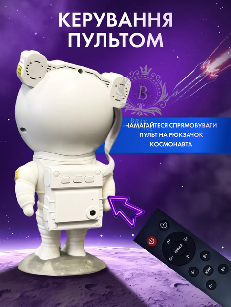 Ночник светильник проектор звездного неба Астронавт с пультом управления - изображение 5