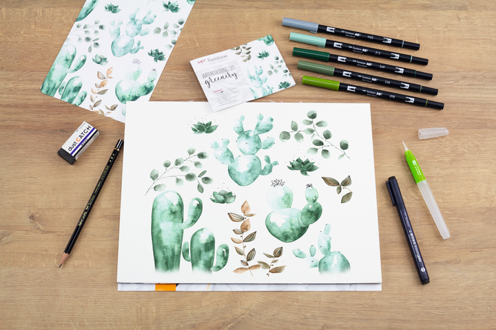 Набір для малювання Tombow Greenery 10 шт (4003198130258) - зображення 6