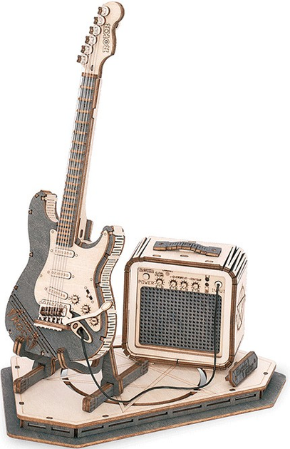 3D Puzzle drewniane Robotime Rokr Gitara Elektryczna 22 x 11 x 17 cm 140 elementów (6946785117912) - obraz 2