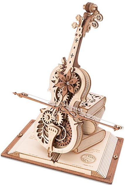 3D Puzzle drewniane Robotime Rokr Magiczna wiolonczela 24 x 21 x 19 cm 199 elementów (6946785118605) - obraz 2