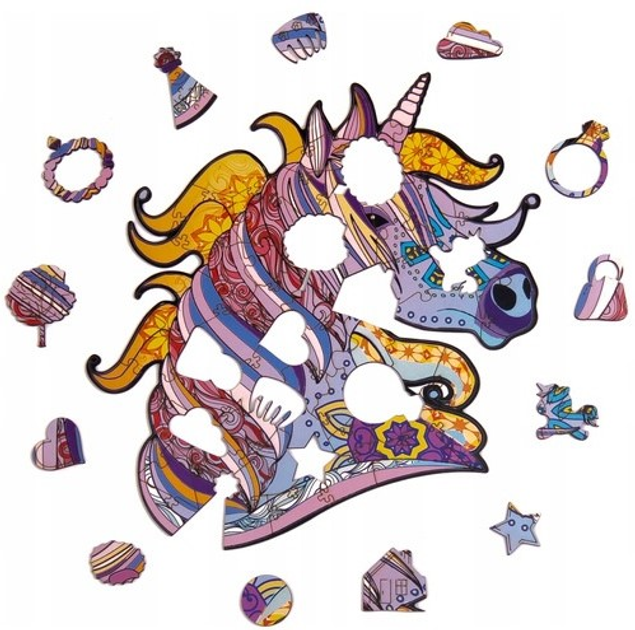 Puzzle drewniane PuzzleOK Bajeczny jednorożec 42 x 29.7 cm 148 elementów (4821993007212) - obraz 3