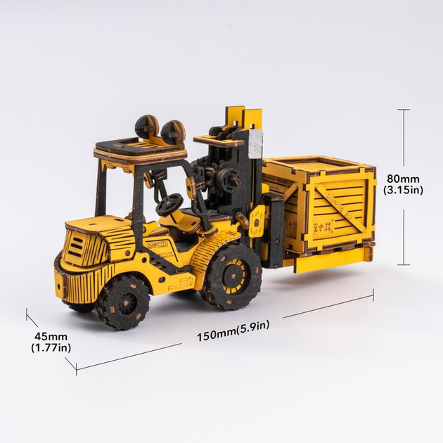3D Puzzle drewniane Robotime Rokr Wózek widłowy 12.5 x 6.5 x 21 cm 139 elementów (6946785118322) - obraz 6