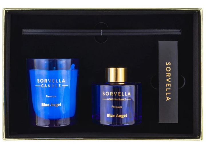 Подарунковий набір Sorvella Perfume Blue Angel Ароматичний дифузор 120 мл + Ароматична свічка 170 г + Сірники (5905489910718) - зображення 2