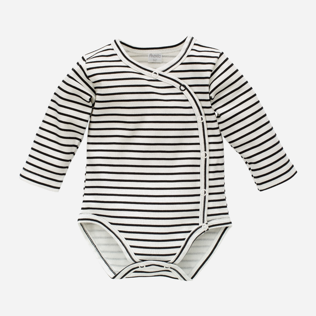 Дитяче боді Pinokio Happy Day Buttoned Longsleeve Bodysuit Stripped 50 см Білий/Чорний (5901033218323) - зображення 1