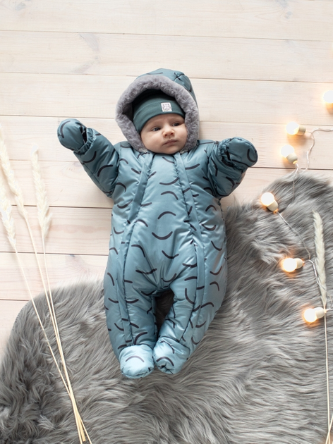 Дитячий зимовий суцільний комбінезон для новонароджених Pinokio Winter Warm Overall 56 см Зелений (5901033290084) - зображення 3