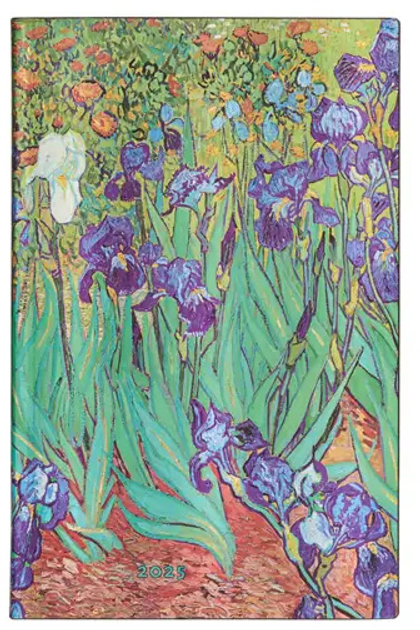 Kalendarz Paperblanks 2025 Van Gogh’s Irises Maxi tygodniowy horyzontal Flexi (9781408758472) - obraz 1