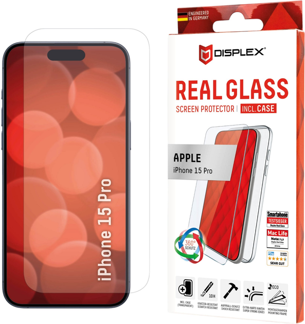 Szkło hartowane Displex Real Glass + Case do Apple iPhone 15 Pro (4028778120894) - obraz 1