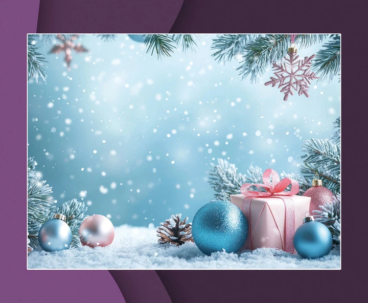 Новогодний виниловый фотофон 60x90см, Frontlit 450 г/м2, стена + пол №57526 - изображение 3