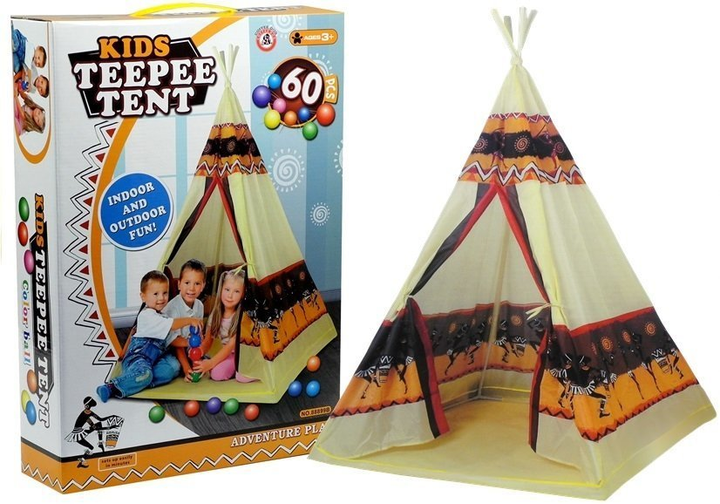 Wigwam dla dzieci LEAN Toys Tipi z piłkami 60 szt (5902808153894) - obraz 2