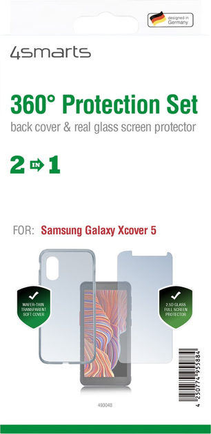 Набір для захисту 4smarts 360° Protection Set для Samsung Galaxy Xcover 5 Transparent (4250774955884) - зображення 2