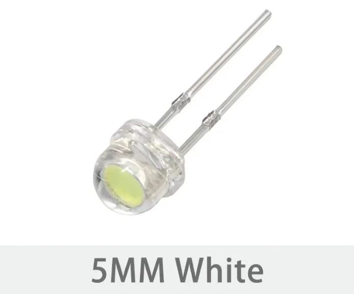 Cветодиоды соломенная шляпа F5 5мм 0.25 Вт 30 мА 3.4V 6ШТ White Белый свет (29) - изображение 3