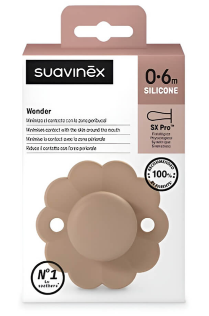 Smoczek fizjologiczny Suavinex SX Pro silikonowy 0-6 miesięcy Brązowy  (8426420084093) - obraz 3