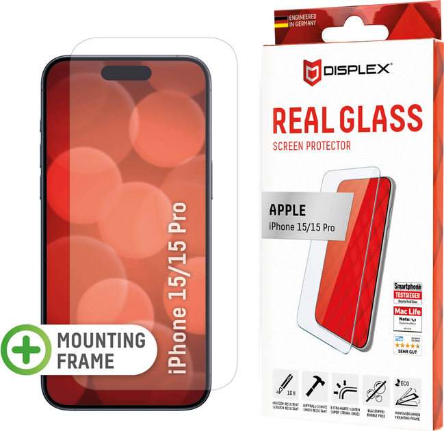 Szkło hartowane Displex Real Glass do Apple iPhone 15/15 Pro (4028778120825) - obraz 1