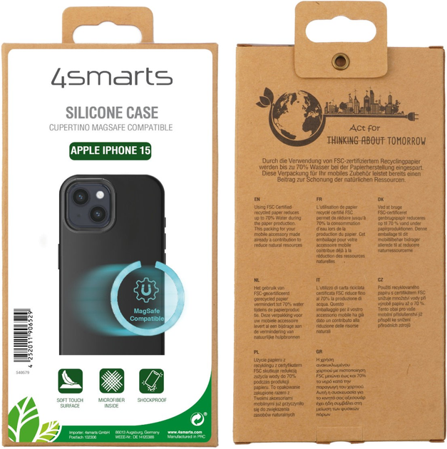 Панель 4smarts Silikon Case Cupertino для Apple iPhone 15 Black (4252011906529) - зображення 3