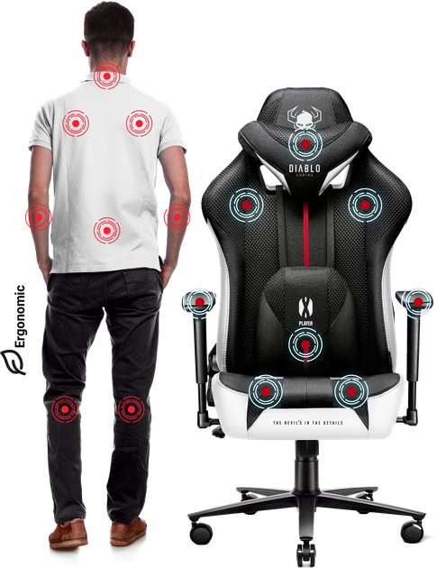Fotel gamingowy Diablo X-Player 2.0 King Size White/Black (5902560337785) - obraz 3