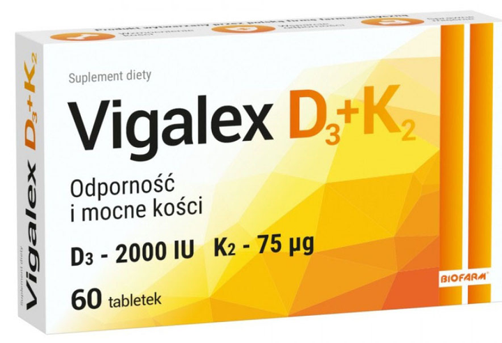 Witaminy Biofarm Vigalex D3 + K2 60 tablets (5907695218619) - obraz 1