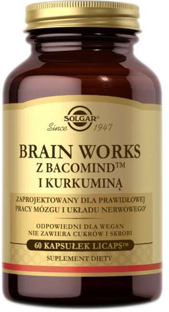 Дієтична добавка Solgar Brain Works з бакоміндом і куркуміном 60 капсул (3398400702400) - зображення 1