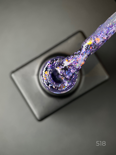 Гель-лак для ногтей Дизайнер Magic Glitter №518 фиолетовым глиттером 9 мл - Фото 2 Гель-лак для ногтей Дизайнер Magic Glitter №518 фиолетовым глиттером 9 мл - изображение 2
